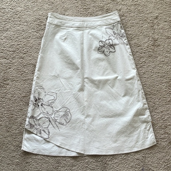 Lole Asymmetrical Midi Skirt W’s 2 Neutral Artsy Cotton Blend Flower Graphic - Picture 9 of 11